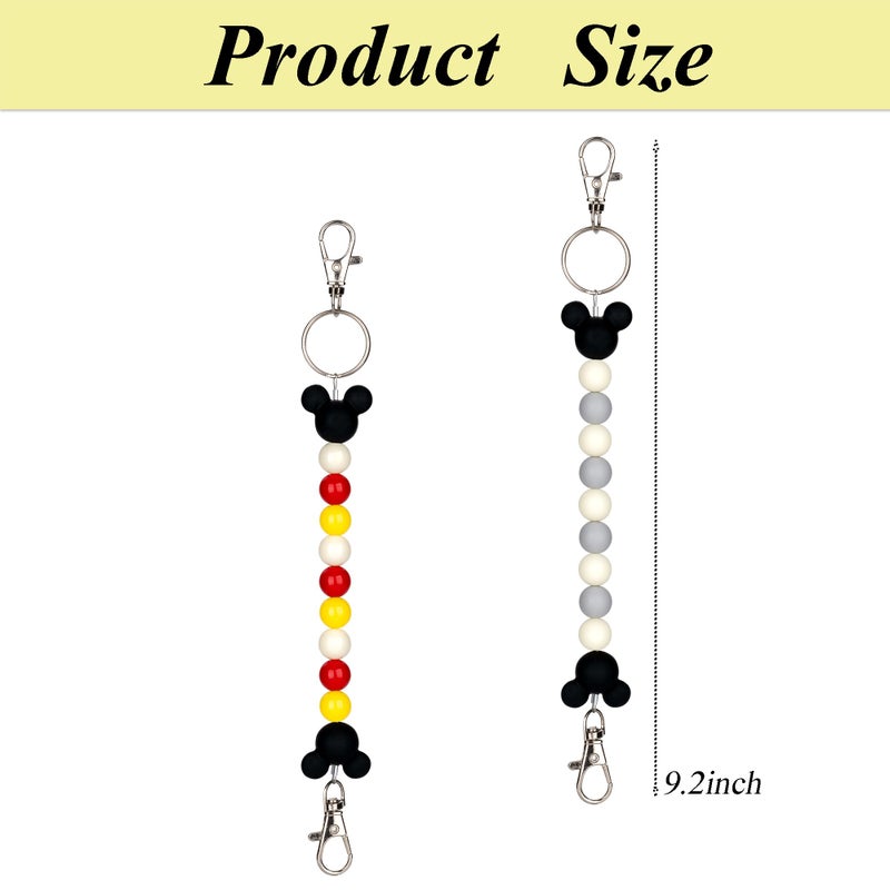 Eybila 2Pcs Mouse Ear Holder for Backpack Beaded Lanyard Keychain Park Trip Essentials Headband Hanging Accessories Display Decor - Image 2