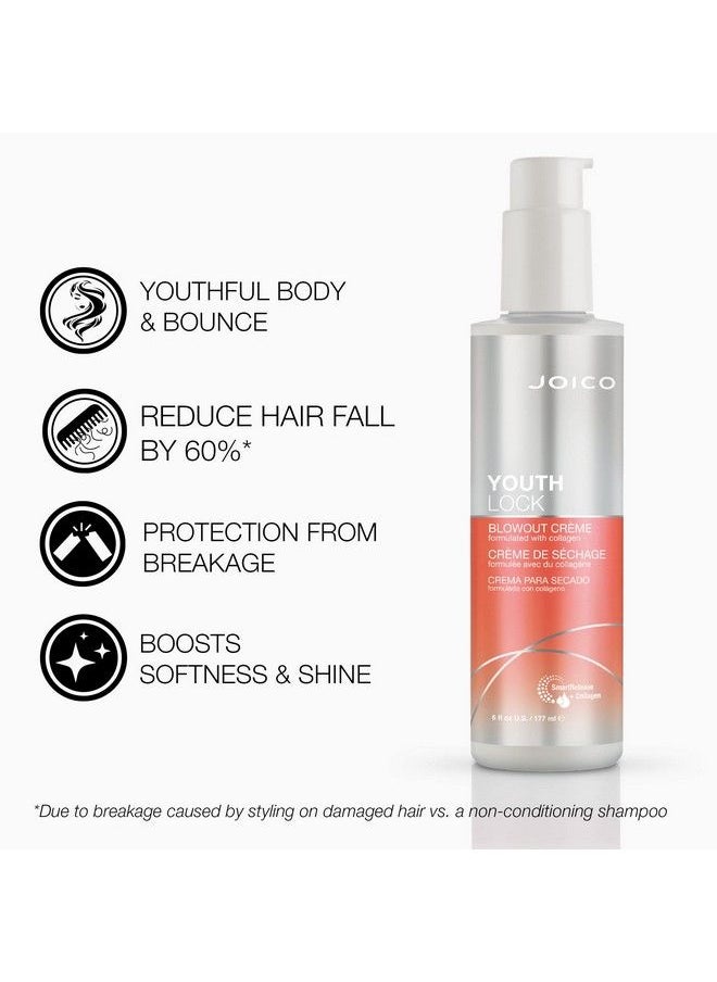 JOICO Youthlock Blowout Crème Formulated With Collagen | Youthful Body & Bounce | Strengthen & Protect | Reduce Breakage & Frizz | Soften & Detangle | Boost Shine | Sulfate Free | With Arginine | 6 Fl Oz  - Image 4