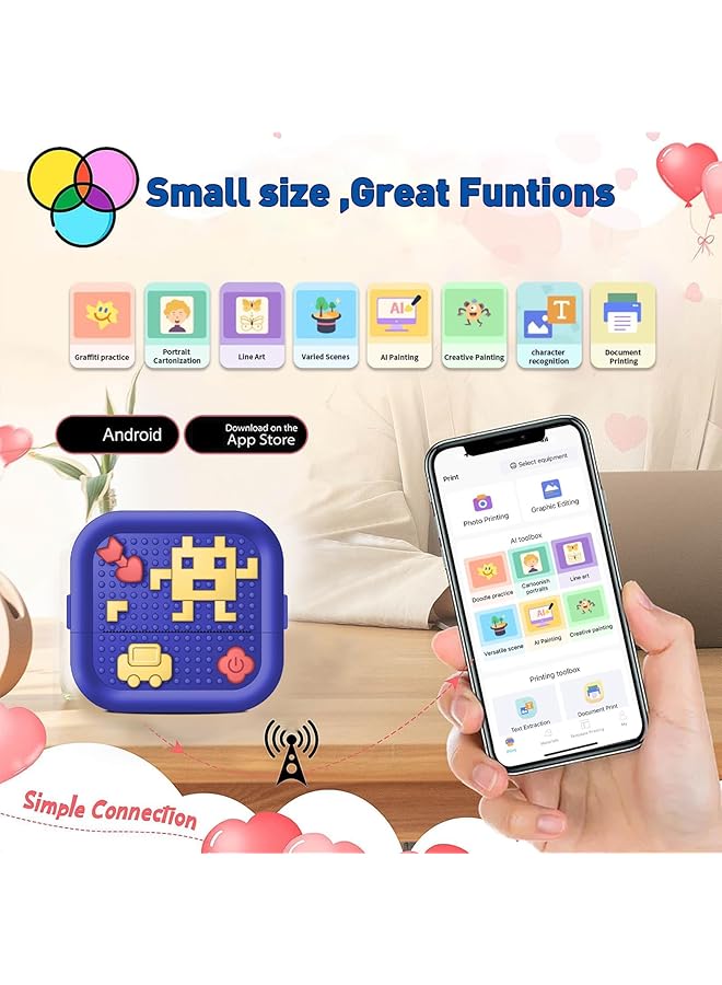 erorex Mini Portable Printer Sticker Printer Print Pod Bluetooth Inkless Printer Sticker Maker Portable Thermal Printer For Study Notes Pictures Diy Label Journal Kids Gift  - Image 4