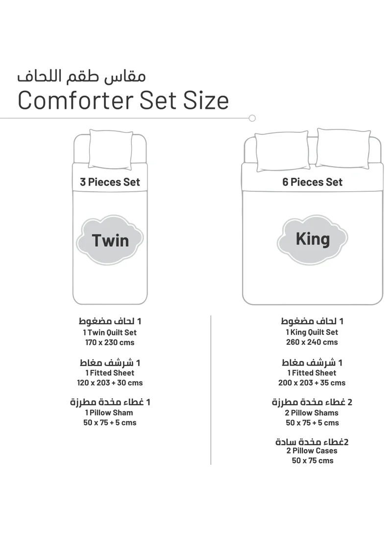 Donetella Quilt Set 6-Pcs King Size Reversible Bedspread Coverlet Set Compressed Comforter Soft Bedding Cover With Matching Fitted Sheet Pillow Shams Pillow Cases Cream
