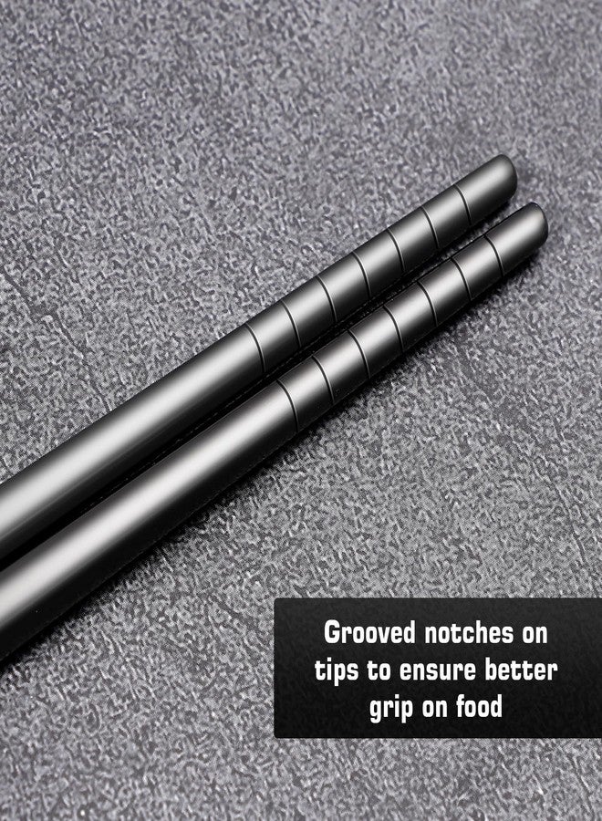 Youda 99.8% Pure TITANIUM Chopsticks 1 Pairs with Black Carrying Case Ultralight and Reusable Chopsticks for Camping, Home, Travel - Image 4