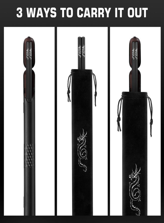 Youda 99.8% Pure TITANIUM Chopsticks 1 Pairs with Black Carrying Case Ultralight and Reusable Chopsticks for Camping, Home, Travel - Image 2