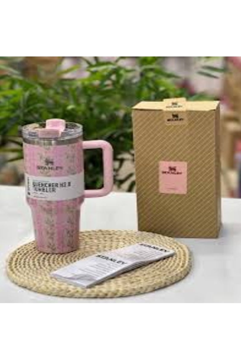Stanley Stanley Tumbler, 40 oz Stanley Tumbler with Straw and Handle, Insulated Tumbler with Lid Travel Mug, H2.0 FlowState Stainless Steel Coffee Mug for Hot Iced Drinks, Travel Mug with Handle (Flowery) - Image 3
