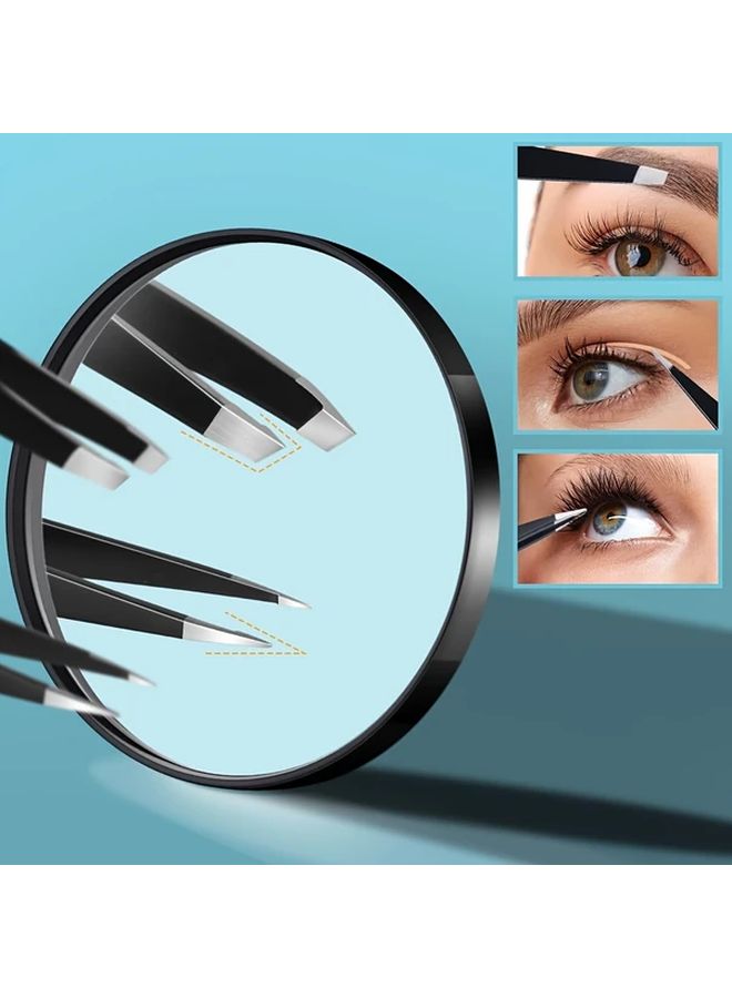 30X Magnifying Mirror With Tweezers Eyebrow Razor And Suction Cups Beauty Travel Set - Image 3