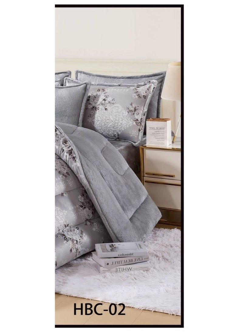 مينجلي مفرش سرير نفرين ملكي مشجر من المخمل الناعم والفرو الملكي ليمنحك الدفئ والاناقة مقاس 240*260 سم - Image 4