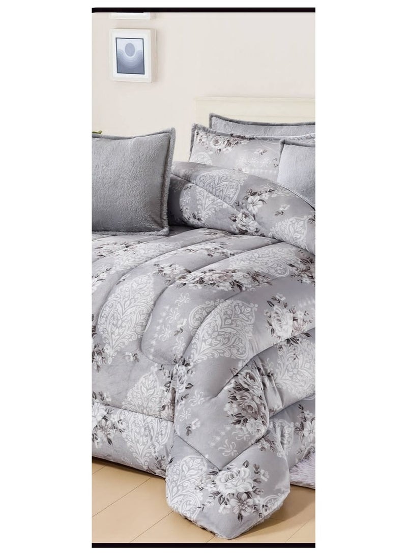 مينجلي مفرش سرير نفرين ملكي مشجر من المخمل الناعم والفرو الملكي ليمنحك الدفئ والاناقة مقاس 240*260 سم - Image 3