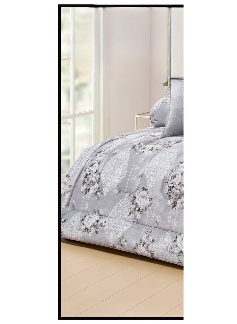 مينجلي مفرش سرير نفرين ملكي مشجر من المخمل الناعم والفرو الملكي ليمنحك الدفئ والاناقة مقاس 240*260 سم - Image 2