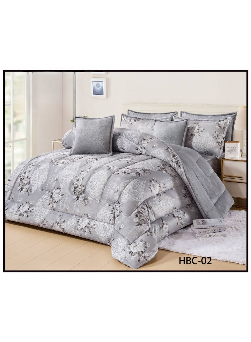 مينجلي مفرش سرير نفرين ملكي مشجر من المخمل الناعم والفرو الملكي ليمنحك الدفئ والاناقة مقاس 240*260 سم - Image 1