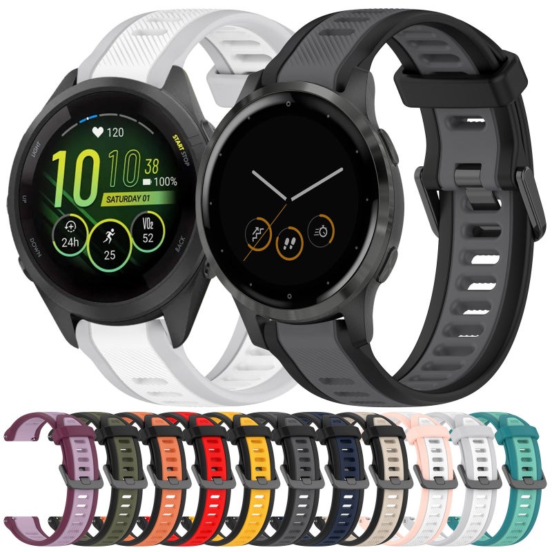 S-TOP For Garmin Vivomove 3S 18mm Two Color Textured Silicone Watch Band(Midnight Blue+Black) - Image 3