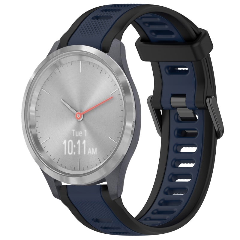 S-TOP For Garmin Vivomove 3S 18mm Two Color Textured Silicone Watch Band(Midnight Blue+Black) - Image 1