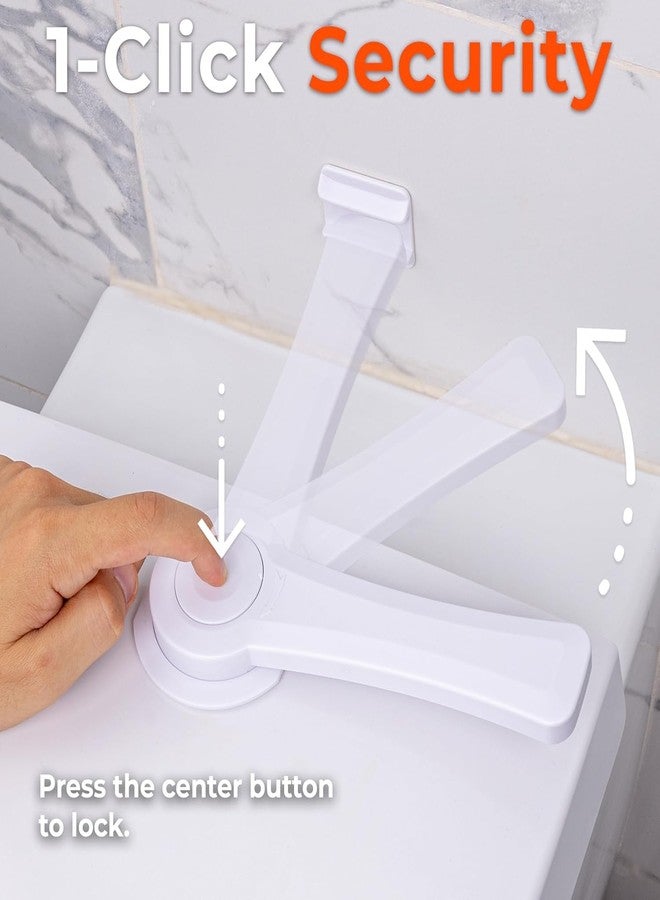 Firstblow Baby Safety Toilet Seat Lock for Kids (2 Pack) | Child Proof Toilet Lid Lock with Strong 3M Adhesive | One-Hand Operation | Durable ABS Plastic - Image 4
