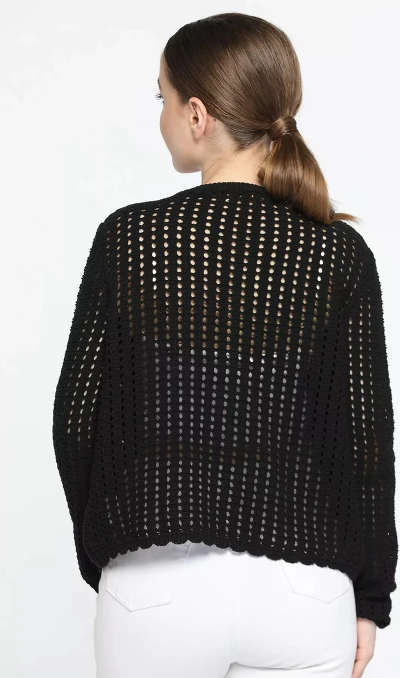 جولسلي Openwork Embossed Patterned Front Buttoned Women's Knitwear Cardigan