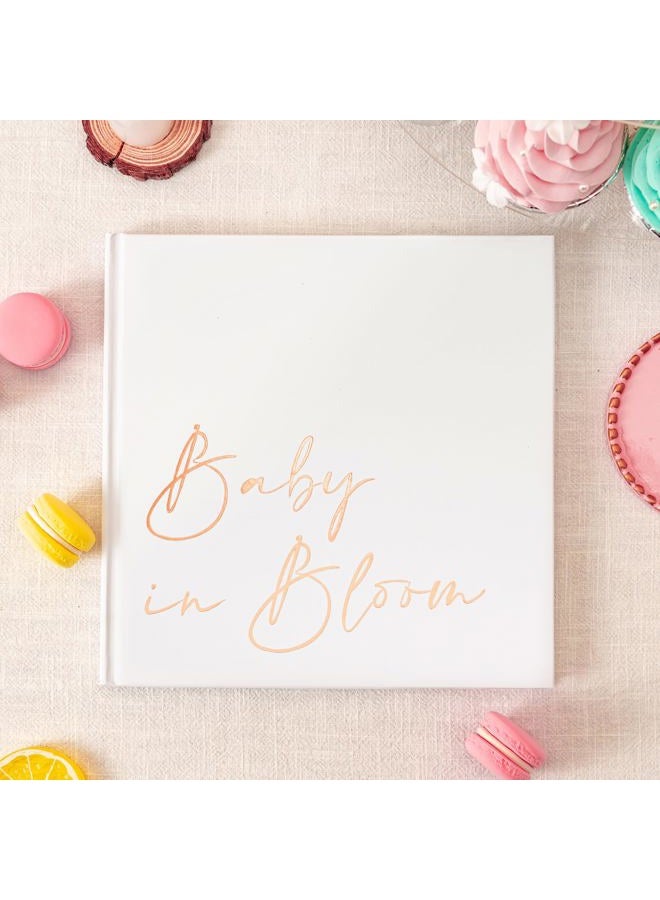 Calculs Baby in Bloom Picture Book Polaroid Baby Shower Guest Book Babies Scrapbook, White Cover, Rose Gold Foil Stamping, Blank White Pages - Image 3