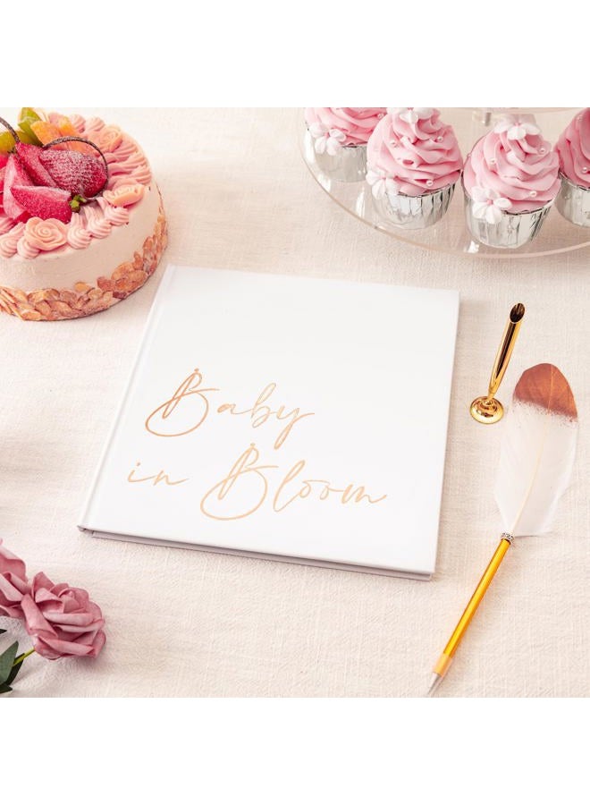 Calculs Baby in Bloom Picture Book Polaroid Baby Shower Guest Book Babies Scrapbook, White Cover, Rose Gold Foil Stamping, Blank White Pages - Image 5