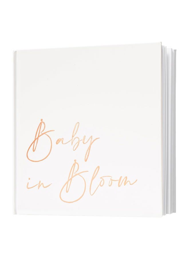 Calculs Baby in Bloom Picture Book Polaroid Baby Shower Guest Book Babies Scrapbook, White Cover, Rose Gold Foil Stamping, Blank White Pages - Image 1