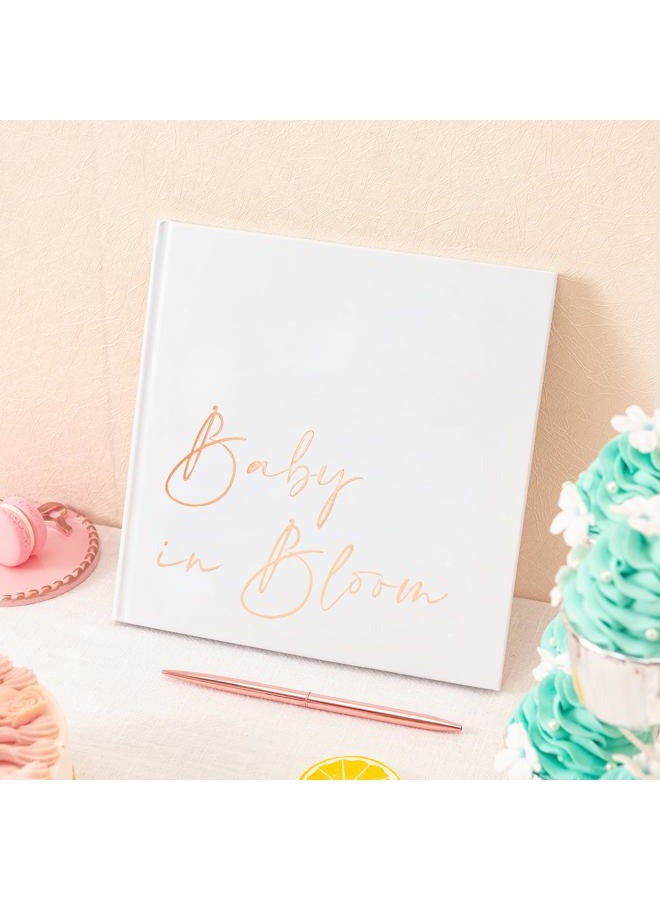 Calculs Baby in Bloom Picture Book Polaroid Baby Shower Guest Book Babies Scrapbook, White Cover, Rose Gold Foil Stamping, Blank White Pages - Image 4