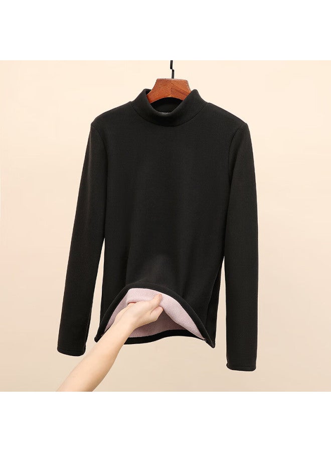 LANG SHA Langsha Fleece-lined Thickened Base Shirt For Women Winter  New German Velvet Half Turtleneck High-end Warm Top - Image 1