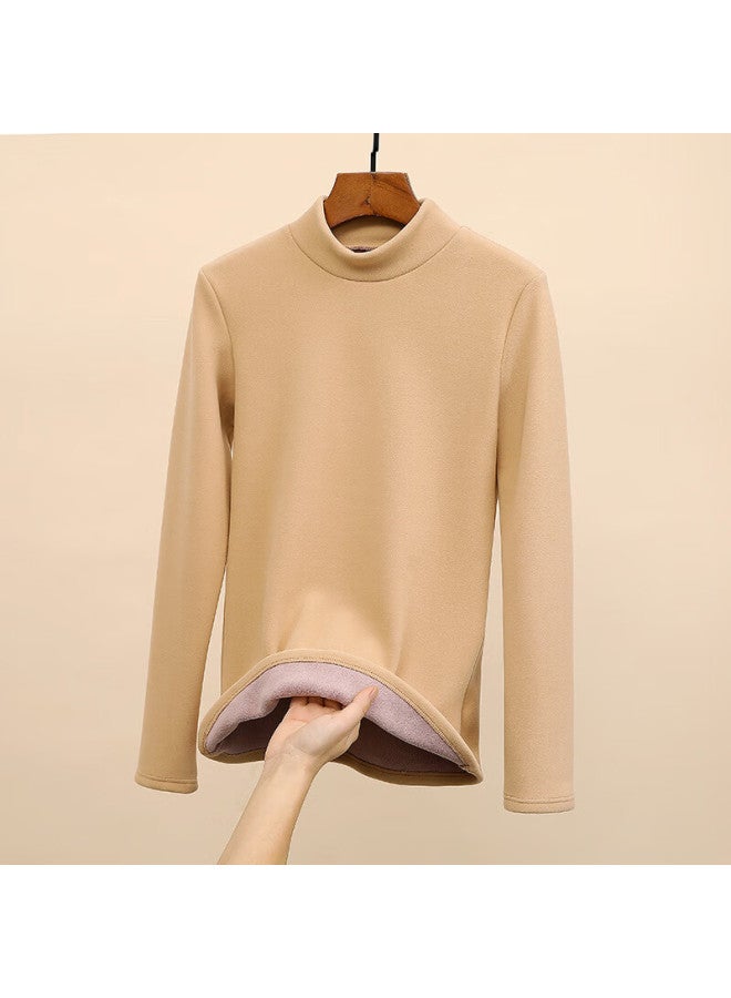 LANG SHA Langsha Fleece-lined Thickened Base Shirt For Women Winter  New German Velvet Half Turtleneck High-end Warm Top - Image 2
