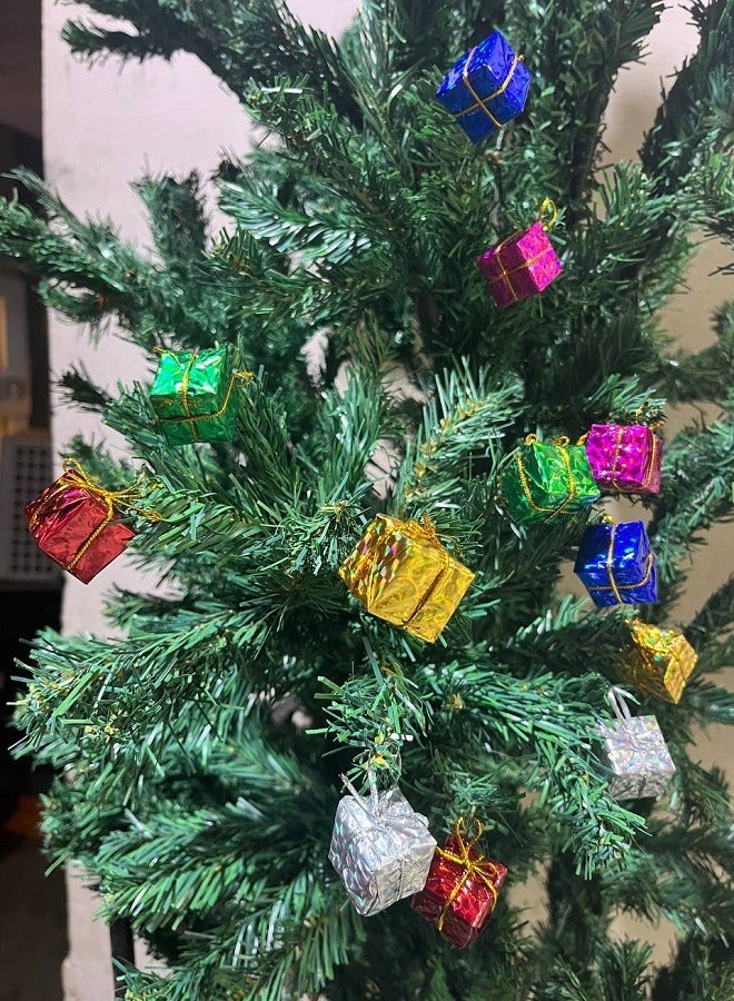 Zerodis 12 Pieces Christmas Mini Gift Box Colorful Pendants Cute Shiny Square Gift Boxes Small Christmas Tree Decorations Ornaments for Christmas Tree - Image 2