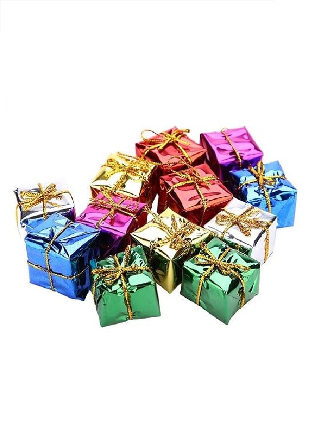 Zerodis 12 Pieces Christmas Mini Gift Box Colorful Pendants Cute Shiny Square Gift Boxes Small Christmas Tree Decorations Ornaments for Christmas Tree - Image 3
