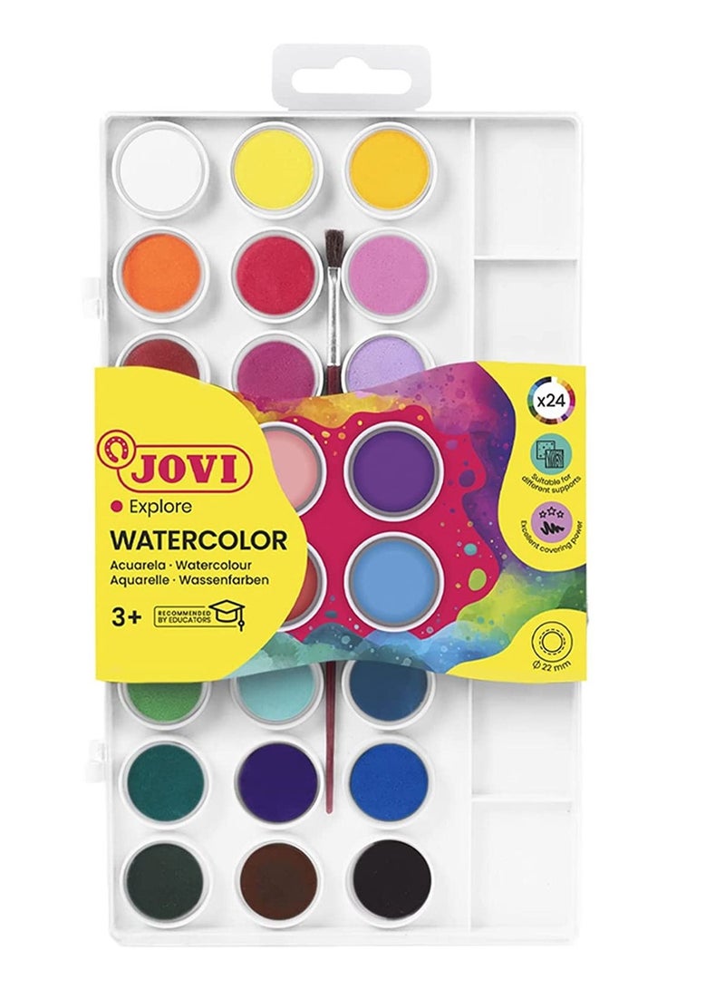 JOVI مجموعة ألوان مائية مكونة من 24 قطعة مع فرشاة - Image 1