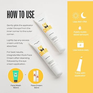 Men Rock Mens Eye Cream with Hyaluronic Acid for Dark Circles Reduce Puffiness Energizing Caffeine Eye Cream with Ginseng Extract 15ml from Men Rock - Image 5