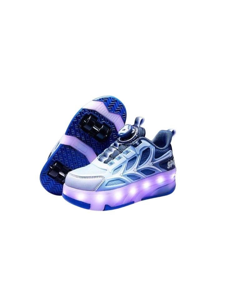 Kids Shoes 2 in 1, Convertible to Wheeled Shoes – Size 29 | Light, USB Charging, with 4 Caps, Screwdriver, Charging Connector size  29