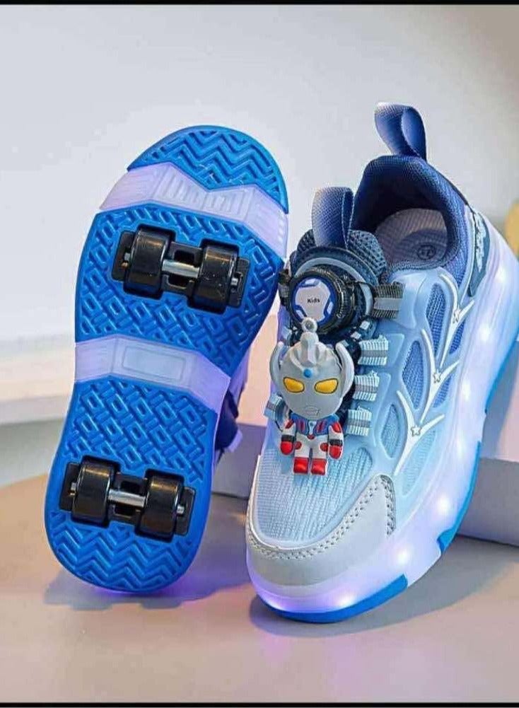 Kids Shoes 2 in 1, Convertible to Wheeled Shoes – Size 29 | Light, USB Charging, with 4 Caps, Screwdriver, Charging Connector size  29