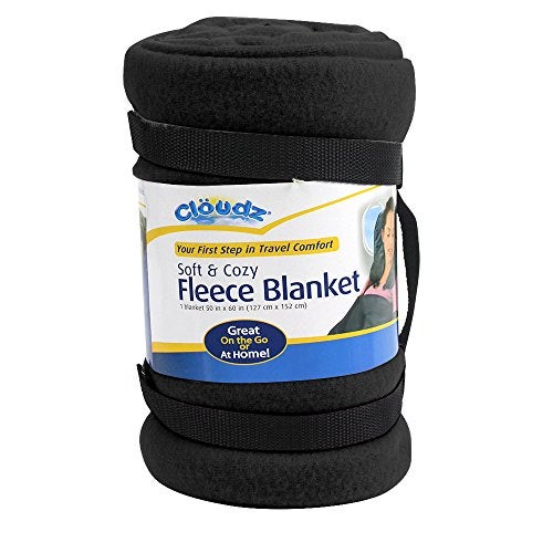 Cloudz Cozy Fleece Airplane Travel Blanket for Your Flight, Car, Camping, Home or Comforting Warmth Anywhere! - Black - Image 2
