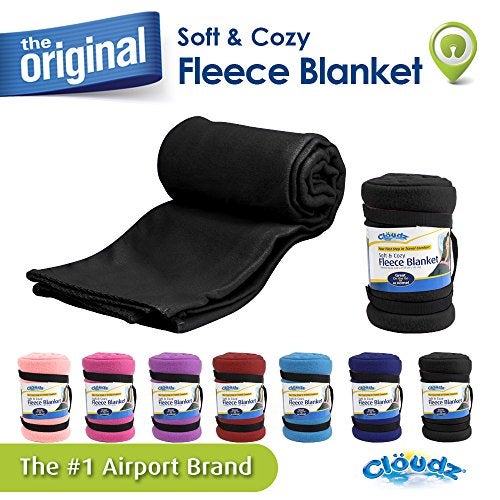 Cloudz Cozy Fleece Airplane Travel Blanket for Your Flight, Car, Camping, Home or Comforting Warmth Anywhere! - Black - Image 4