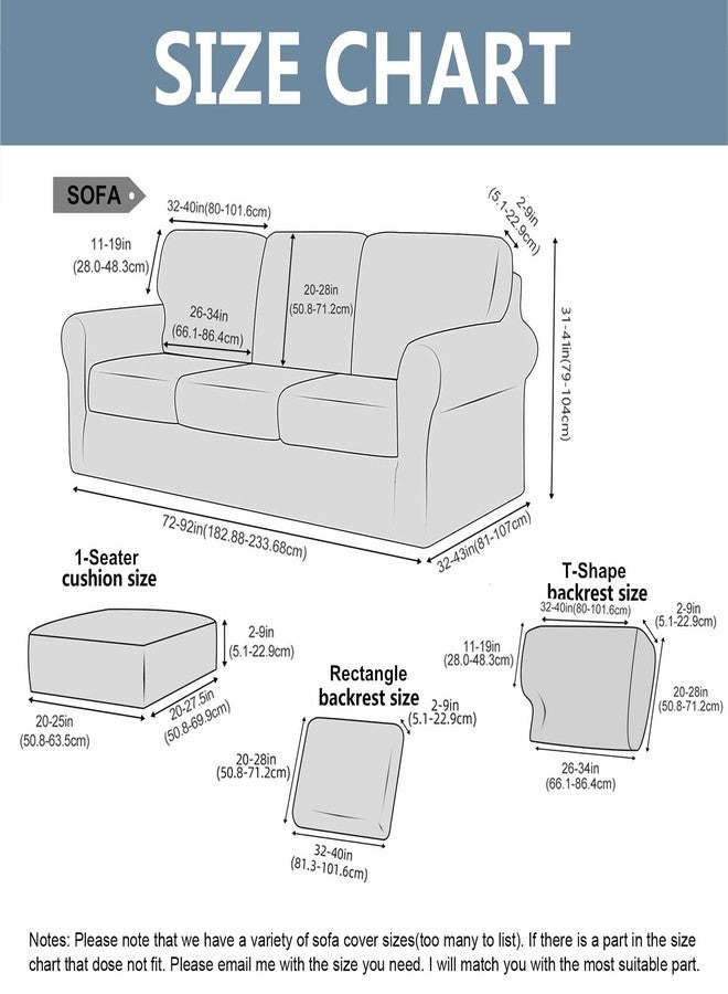 LINGERIN 7 Piece Stretch Sofa Covers for 1Base Cover 3 Cushion Couch Cover and 3 Backrest Cover for Living Room Furniture Slipcovers Thicker Jacquard Fabric (Matcha Green) - Image 3