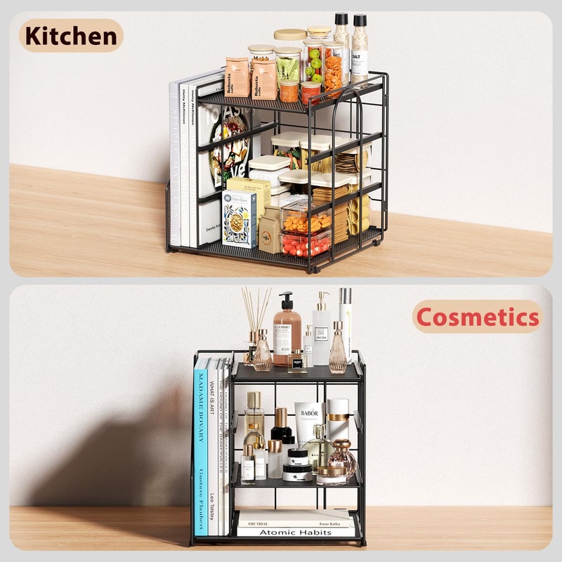 Becomrock Desk Organizer, 4-Tier Metal Paper Organizer for Desk with Vertical File Holder, Office Accessories and Desktop Storage for Office Supplies (Black) - Image 4