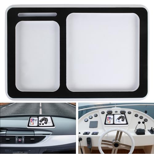 VEITHI Boat Dash Pad, Anti-Slip Boat Dash Organizer Perfect for Fishing Boat Center Consoles, EVA Foam Boat Dash Accessory,Car Dash Grip Pad for Cell Phone(White/Black) - Image 1