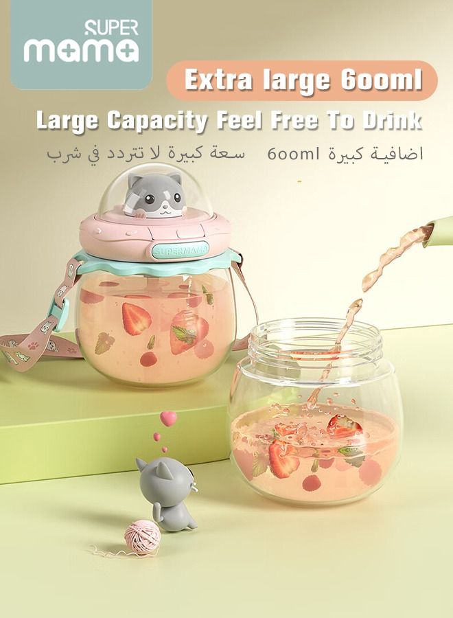 SUPERMAMA Kids Water Bottle With Straw Cute Leakproof Drinking Water Cups BPA Free Toddler Sippy Cup for School Boys and Girls - Image 3