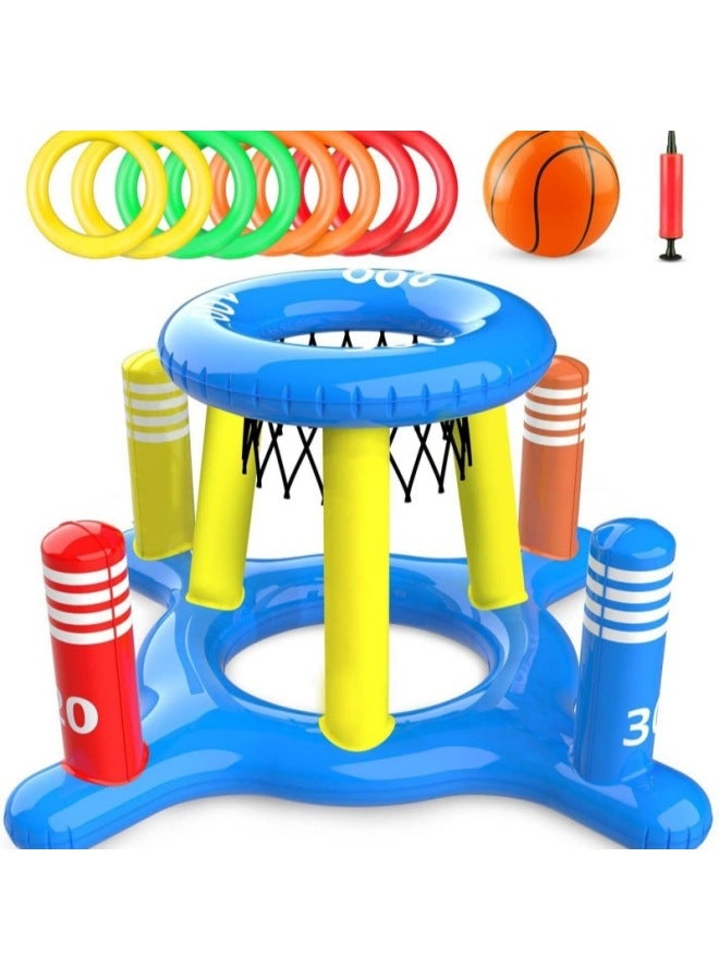 عام طقم سلة كرة السلة القابلة للنفخ بالماء لعبة تبادل إطلاق النار في حمام السباء لعبة مائية قابلة للنفخ للعب في الهواء الطلق - Image 5