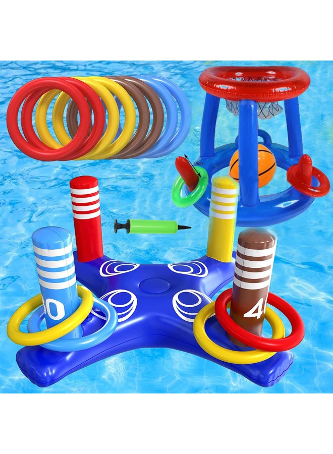 عام طقم سلة كرة السلة القابلة للنفخ بالماء لعبة تبادل إطلاق النار في حمام السباء لعبة مائية قابلة للنفخ للعب في الهواء الطلق - Image 4