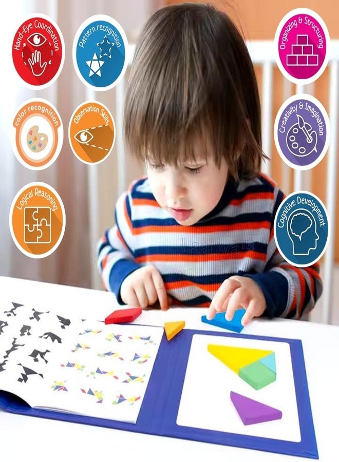 LAALIYA Magnetic Tangram Puzzle Book for Kids | Wooden Shape Matching & Brain Teaser Activity Set | Educational Travel Puzzle Game for Ages 3-10 | Mind Development & Logic Building Toy - Image 5