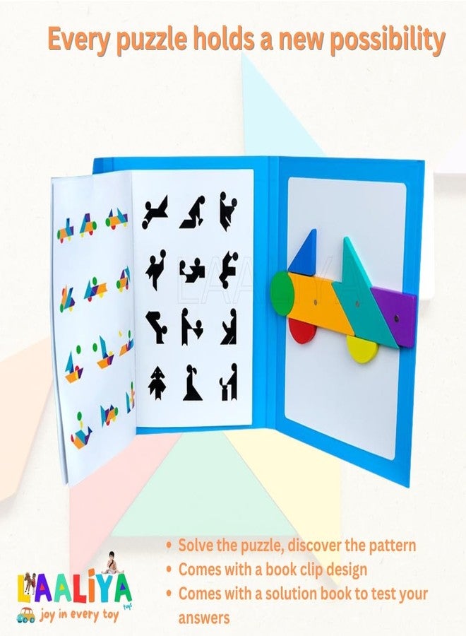 LAALIYA Magnetic Tangram Puzzle Book for Kids | Wooden Shape Matching & Brain Teaser Activity Set | Educational Travel Puzzle Game for Ages 3-10 | Mind Development & Logic Building Toy - Image 3
