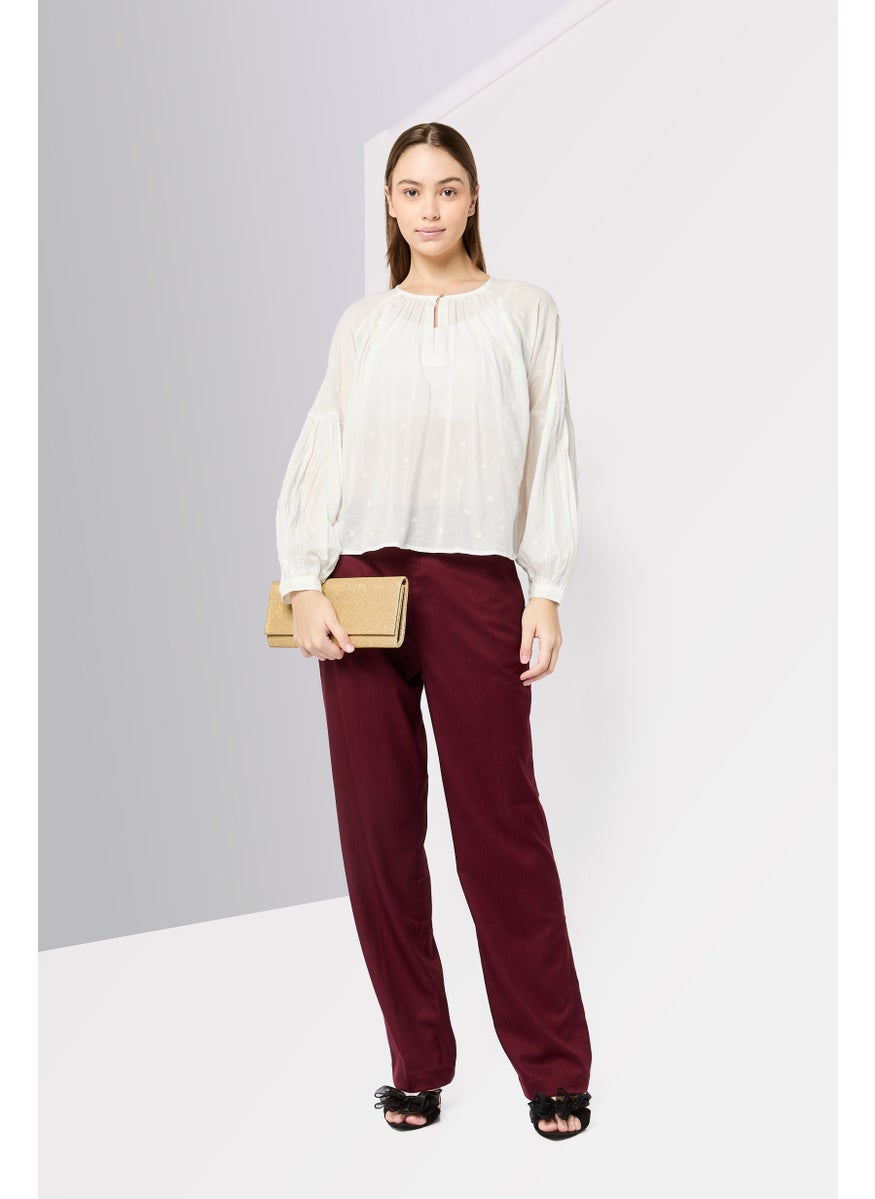 Scotch & Soda Women Crew Neck Long Sleeves Embroidered Blouse, Ivory  - Image 2