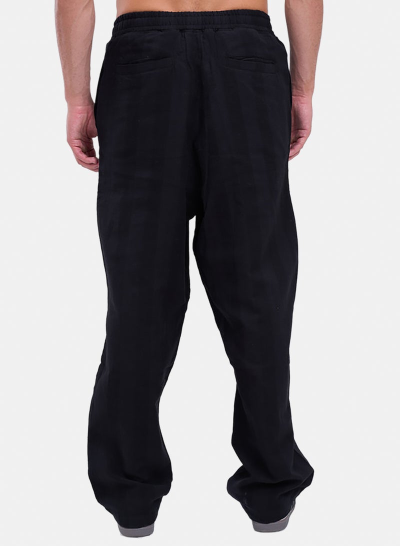 bowline Elastic Waistband Textured Cotton Sweatpants - Image 3