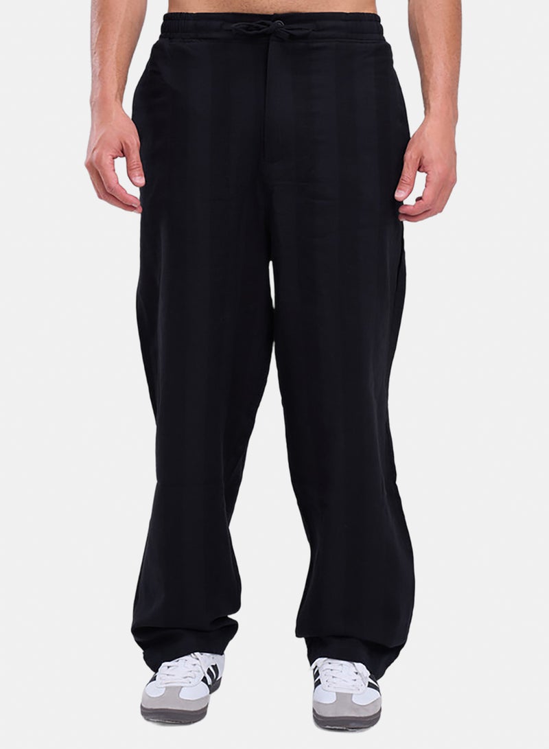 bowline Elastic Waistband Textured Cotton Sweatpants - Image 1
