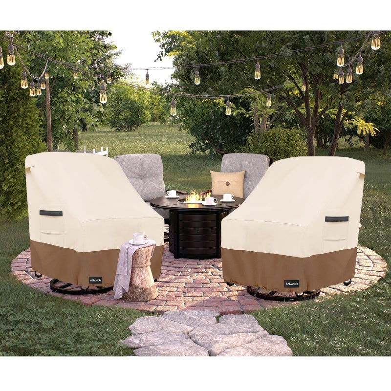 ANartcle Outdoor Swivel Lounge Chair Cover 2 PackWaterproof Heavy Duty Lawn Patio Chair CoversPatio Swivel Chair Covers for Outdoor Furniture 33 W x 35 D x 385 H inchesBeigebrown