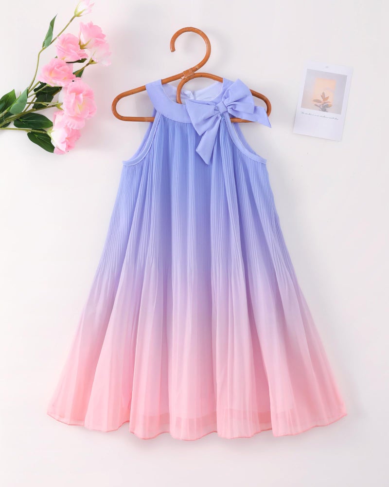 Saeaby Kids Girls Dresses Summer Clothes Toddler Ruffle Sleeveless Dress Ombre Casual Beach Sundress School Outfits Purple Pink Dresses for Little Girl 7-8 - Image 3