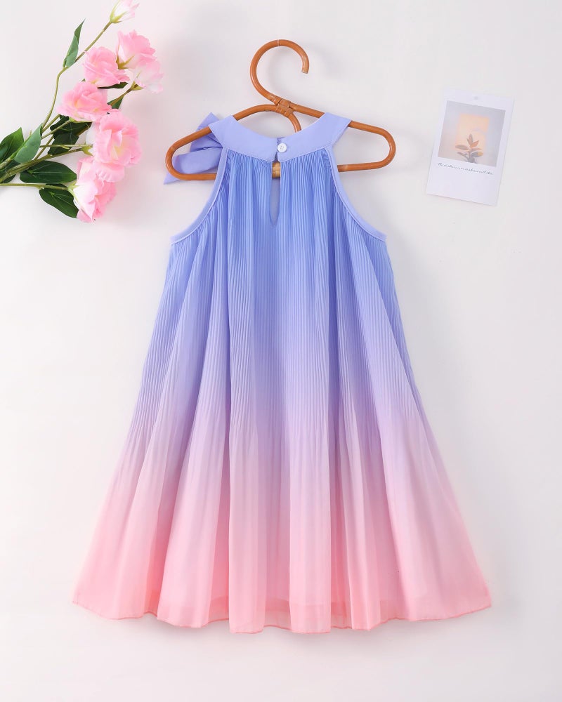 Saeaby Kids Girls Dresses Summer Clothes Toddler Ruffle Sleeveless Dress Ombre Casual Beach Sundress School Outfits Purple Pink Dresses for Little Girl 7-8 - Image 4