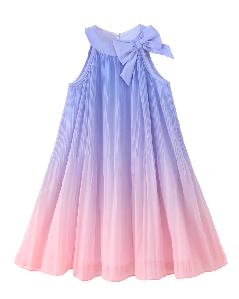 Saeaby Kids Girls Dresses Summer Clothes Toddler Ruffle Sleeveless Dress Ombre Casual Beach Sundress School Outfits Purple Pink Dresses for Little Girl 7-8 - Image 1