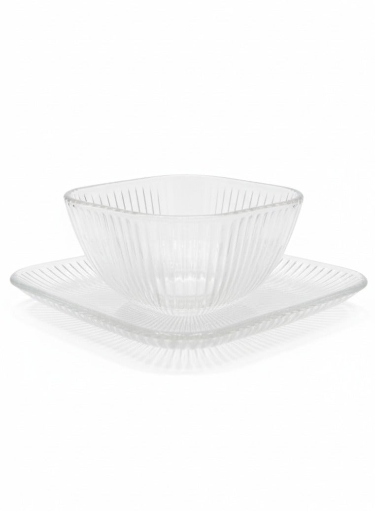 AL-GANNAS 12-Piece Premium Glass Dessert Plates & Bowls Set | Flat Sweets Plates with Deep Dessert Cups | Elegant Glassware for Serving Treats & Puddings - Image 4
