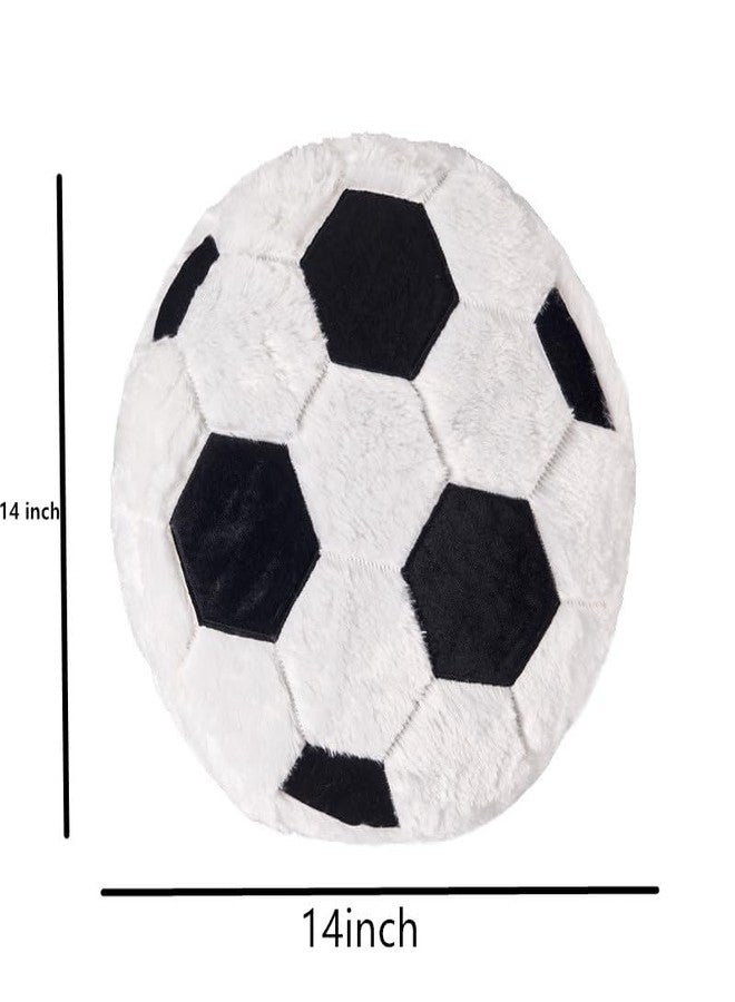 JULAN 14inch Fluffy Soccer Balls Plush Pillow,Soft Soccer Ball Stuffed Toys,Decorative Soccer & Football Pillow Cushion Throw Pillow,Football Plushies Plush Doll for Home Deco Kids Big Sports Toy Gift - Image 2