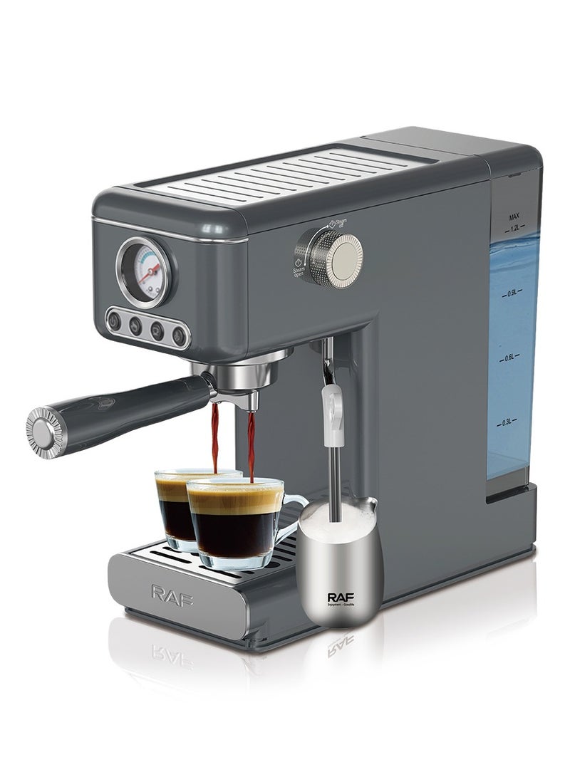 RAF Semi-Automatic Italian Coffee Machine – 1300W Espresso Maker, 1.2L Water Tank, Milk Frother Steam Wand, Pressure Gauge, Dual Boiler System, Easy Clean Home Barista Coffee Maker - Image 2