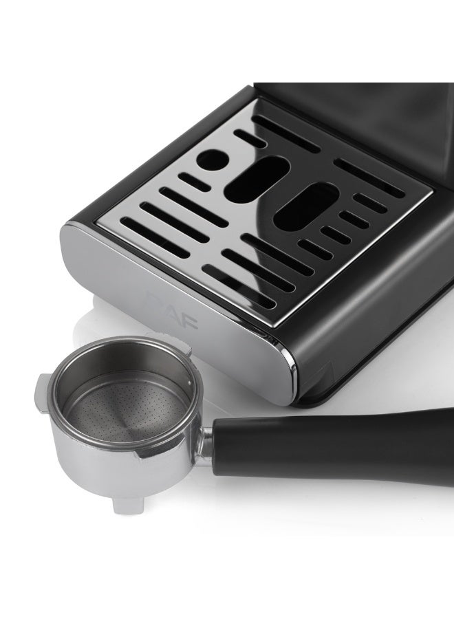 آر إيه أف ماكينة قهوة إسبريسو نصف أوتوماتيكية من RAF بقوة 1300 واط | ماكينة قهوة بضغط عالٍ 20 بار مع غلاية مزدوجة | خزان مياه سعة 1.2 لتر، عصا بخار، خفاقة حليب، ومقياس ضغط - Image 3