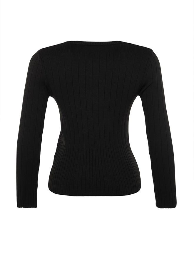 trendyol Black Basic Crew Neck Knitwear Sweater TWOAW23KZ01249 - Image 5